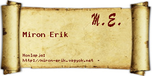 Miron Erik névjegykártya